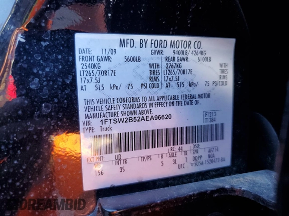 2010 Ford Super Duty F-250 SRW XL with VIN 1FTSW2B52AEA96620, listed as a Copart auction lot 74095314 with 0 mi miles and Salvage Title. Bid and sale history available at carsss.com. Image 14.