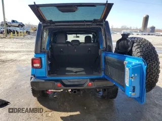 2021 Jeep Wrangler Unlimited Rubicon with VIN 1C4HJXFN0MW657623, listed as a Copart auction lot 46234085 with 32,709 mi miles and Salvage Title. Bid and sale history available at DreamBid. Image 6.