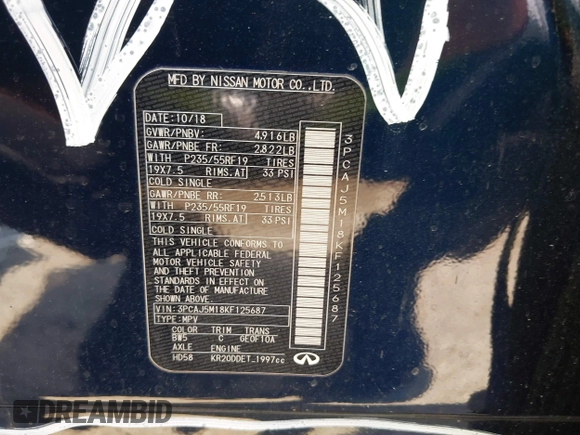 2019 Infiniti QX50 Essential z VIN 3PCAJ5M18KF125687, wystawiony jako IAAI lot #42386202 z przebiegiem 94 071 mil mil oraz . Historia ofert i sprzedaży dostępna na DreamBid. Obrazek 9.
