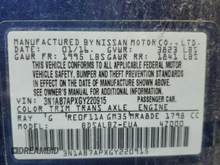 2016 Nissan Sentra SR with VIN 3N1AB7APXGY220915, listed as a Copart auction lot 53070665 with 177,726 mi miles and Salvage Title. Bid and sale history available at DreamBid. Image 12.