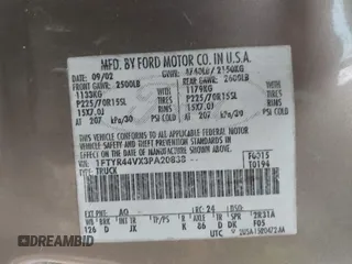 2003 Ford Ranger XL Fleet с VIN 1FTYR44VX3PA20838, выставлен на аукционе IAAI как лот 42619450 с пробегом 176 705 миль миль и . История ставок и продаж доступна на DreamBid. Изображение 9.