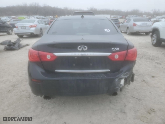 2014 Infiniti Q50 Premium with VIN JN1BV7AP4EM680440, listed as a Copart auction lot 44862515 with 0 mi miles and Salvage Title. Bid and sale history available at carsss.com. Image 6.