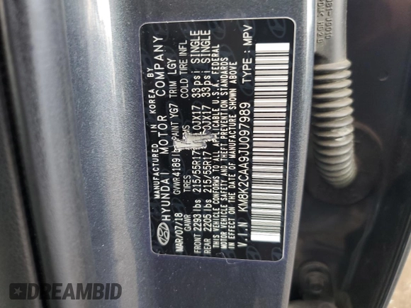 2018 Hyundai Kona SEL with VIN KM8K2CAA9JU097989, listed as a Copart auction lot 75904494 with 121,358 mi miles and Salvage Title. Bid and sale history available at carsss.com. Image 12.