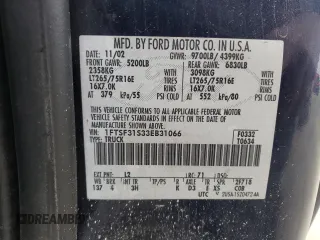 2003 Ford F-350 XL with VIN 1FTSF31S33EB31066, listed as a Copart auction lot 84225024 with 71,597 mi miles and Clean Title. Bid and sale history available at DreamBid. Image 12.