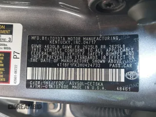 2017 Toyota Camry XLE z VIN 4T1BF1FK3HU424732, wystawiony jako IAAI lot #41684988 z przebiegiem 142 245 mil mil oraz . Historia ofert i sprzedaży dostępna na DreamBid. Obrazek 9.