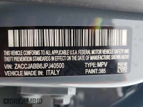 2018 Jeep Renegade Latitude with VIN ZACCJABB6JPJ40500, listed as a Copart auction lot 52610735 with 116,401 mi miles and Salvage Title. Bid and sale history available at carsss.com. Image 13.