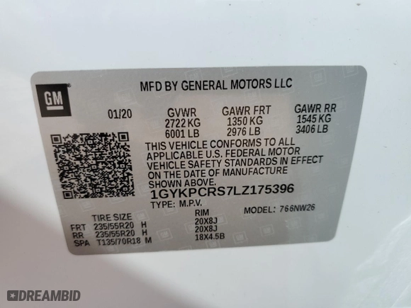 2020 Cadillac XT6 FWD Premium Luxury with VIN 1GYKPCRS7LZ175396, listed as a Copart auction lot 42417025 with 43,403 mi miles and Salvage Title. Bid and sale history available at carsss.com. Image 15.