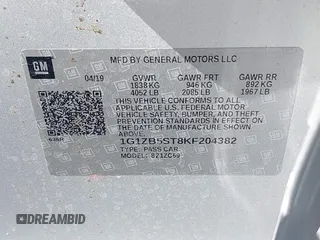 2019 Chevrolet Malibu LS with VIN 1G1ZB5ST8KF204382, listed as a IAAI auction lot 41889080 with 137,907 mi miles and . Bid and sale history available at DreamBid. Image 9.