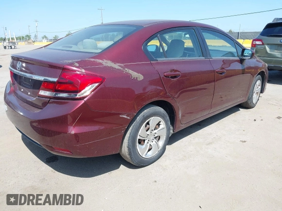 2014 Honda Civic LX with VIN 19XFB2F58EE261765, listed as a IAAI auction lot 42151335 with 55,881 mi miles. Bid and sale history available at carsss.com. Image 4.