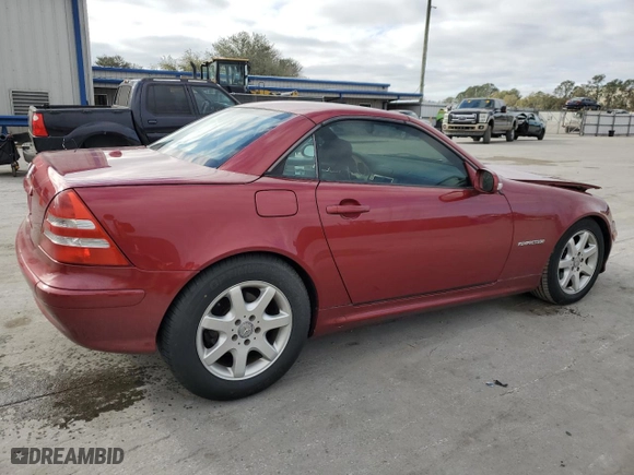 2001 Mercedes-Benz SLK-Class Kompressor with VIN WDBKK49F01F223928, listed as a Copart auction lot 87061404 with 102,270 mi miles and Salvage Title. Bid and sale history available at carsss.com. Image 3.