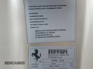 2014 Ferrari F12 z VIN ZFF74UFAXE0202704, wystawiony jako Copart lot #57329915 z przebiegiem 17 783 mil mil oraz Szkody całkowita. Historia ofert i sprzedaży dostępna na DreamBid. Obrazek 13.