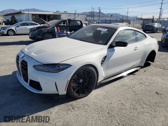 2023 BMW M4 Competition xDrive with VIN WBS43AZ02PCL59627, listed as a Copart auction lot 41871475 with Not provided miles and Salvage title. Bid and sale history available at DreamBid. Image 1.