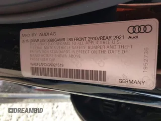 2016 Audi S6 Premium Plus with VIN WAUF2AFC4GN021519, listed as a IAAI auction lot 41675214 with 1 mi miles. Bid and sale history available at carsss.com. Image 9.
