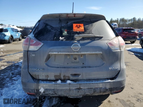 2016 Nissan Rogue SV with VIN JN8AT2MV3GW153593, listed as a Copart auction lot 45297925 with Not Provided miles and Salvage Title. Bid and sale history available at DreamBid. Image 6.