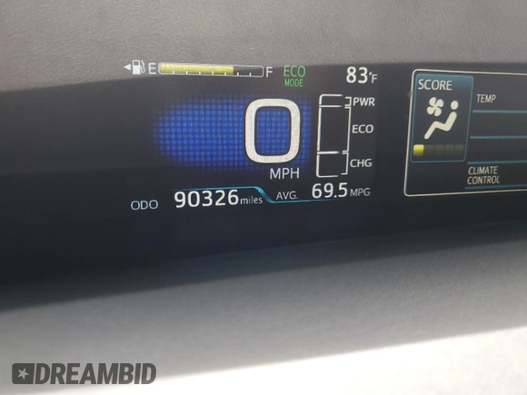 2020 Toyota Prius LE z VIN JTDKARFP6L3129457, wystawiony jako Copart lot #58416195 z przebiegiem 90 326 mil mil oraz Szkoda całkowita • Salvage title. Historia ofert i sprzedaży dostępna na DreamBid. Obrazek 9.