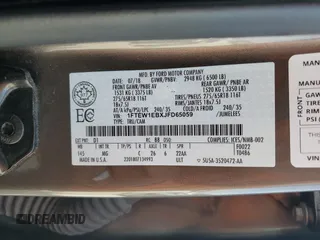 2018 Ford F-150 XL with VIN 1FTEW1EBXJFD65059, listed as a Copart auction lot 49838415 with 58,129 mi miles and Salvage Title. Bid and sale history available at carsss.com. Image 13.