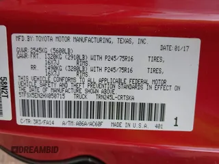2017 Toyota Tacoma SR with VIN 5TFSX5EN2HX050715, listed as a IAAI auction lot 42509258 with 117,661 mi miles and . Bid and sale history available at DreamBid. Image 9.