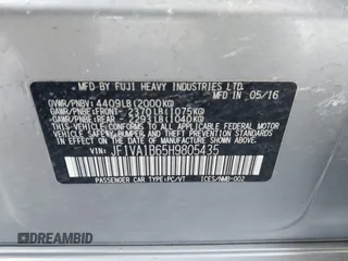 2017 Subaru WRX with VIN JF1VA1B65H9805435, listed as a IAAI auction lot 41607085 with 78,042 mi miles. Bid and sale history available at carsss.com. Image 9.
