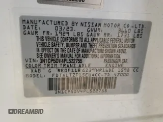 2023 Nissan Kicks SR with VIN 3N1CP5DV4PL522755, listed as a Copart auction lot 49895685 with Not Provided miles and Salvage Title. Bid and sale history available at DreamBid. Image 15.