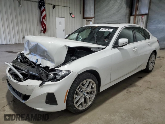 2025 BMW 3 Series 330i xDrive with VIN 3MW89CW02S8F00975, listed as a Copart auction lot 89027935 with 3,667 mi miles and Salvage Title. Bid and sale history available at carsss.com. Image 1.