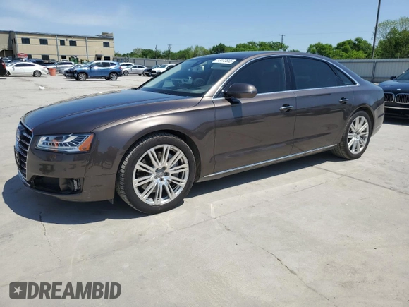 2015 Audi A8 L 4.0T with VIN WAU32AFD9FN032185, listed as a Copart auction lot 53472595 with 45,357 mi miles and Salvage Title. Bid and sale history available at carsss.com. Image 1.