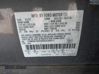 2022 Ford Explorer XLT с VIN 1FMSK7DHXNGA30211, выставлен на аукционе IAAI как лот 41972894 с пробегом 47 414 миль миль и . История ставок и продаж доступна на DreamBid. Изображение 9.
