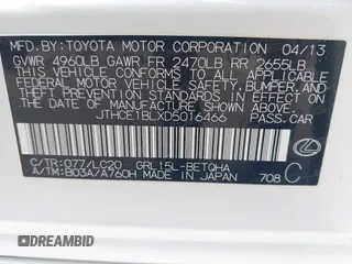 2013 Lexus GS 350 with VIN JTHCE1BLXD5016466, listed as a IAAI auction lot 42481000 with 53,976 mi miles and . Bid and sale history available at DreamBid. Image 9.