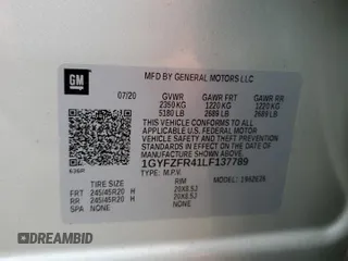 2020 Cadillac XT4 AWD Sport with VIN 1GYFZFR41LF137789, listed as a Copart auction lot 85614744 with Not provided miles and Non repairable. Bid and sale history available at DreamBid. Image 14.