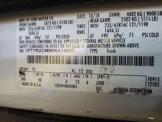 2019 Ford Transit с VIN 1FTYR2CM9KKA10603, выставлен на аукционе IAAI как лот 42785517 с пробегом 116 663 миль миль и . История ставок и продаж доступна на DreamBid. Изображение 1.