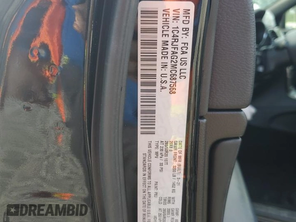 2021 Jeep Grand Cherokee Laredo X с VIN 1C4RJFAG2MC687568, выставлен на аукционе Copart как лот 56245715 с пробегом 46 070 миль миль и Списание • Salvage title. История ставок и продаж доступна на DreamBid. Изображение 13.