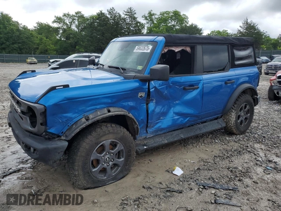2021 Ford Bronco with VIN 1FMDE5BH9MLB02593, listed as a Copart auction lot 59632675 with 64,833 mi miles and Salvage title. Bid and sale history available at DreamBid. Image 1.