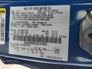 2020 Ford Fusion SE with VIN 3FA6P0HD5LR145963, listed as a Copart auction lot 43199375 with 22,930 mi miles and Salvage Title. Bid and sale history available at carsss.com. Image 13.