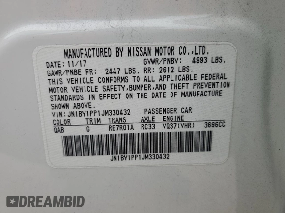 2018 Infiniti Q70 Luxe z VIN JN1BY1PP1JM330432, wystawiony jako Copart lot #45237735 z przebiegiem 108 141 mil mil oraz Szkoda całkowita • Salvage title. Historia ofert i sprzedaży dostępna na DreamBid. Obrazek 12.