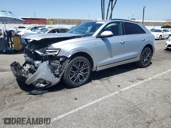2022 Audi Q8 Premium Plus with VIN WA1EVBF18ND034572, listed as a Copart auction lot 57704485 with 28,246 mi miles and Salvage title. Bid and sale history available at DreamBid. Image 1.