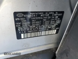 2021 Hyundai Santa Fe Hybrid Blue with VIN KM8S2DA11MU010516, listed as a Copart auction lot 86045684 with 39,647 mi miles and Salvage Title. Bid and sale history available at carsss.com. Image 12.