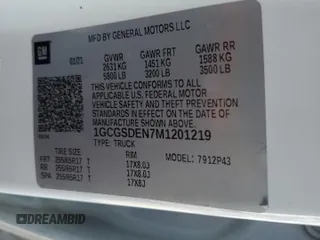 2021 Chevrolet Colorado 2WD Z71 with VIN 1GCGSDEN7M1201219, listed as a Copart auction lot 61310215 with 184,819 mi miles and Salvage title. Bid and sale history available at DreamBid. Image 12.