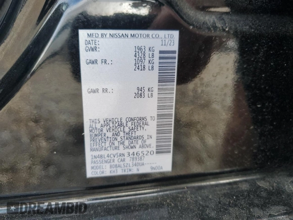 2024 Nissan Altima 2.5 SR with VIN 1N4BL4CV5RN346520, listed as a Copart auction lot 46594205 with 0 mi miles and Salvage Title. Bid and sale history available at carsss.com. Image 14.