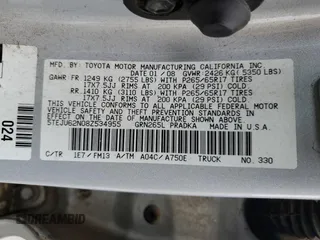 2008 Toyota Tacoma PreRunner with VIN 5TEJU62N08Z534955, listed as a Copart auction lot 48037145 with 189,776 mi miles and Salvage Title. Bid and sale history available at carsss.com. Image 12.