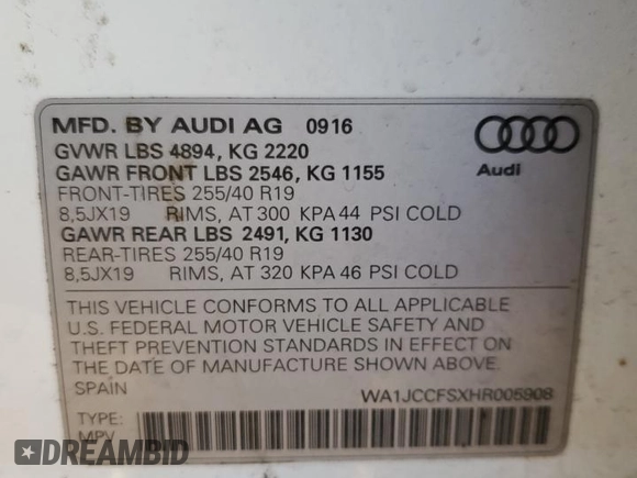 2017 Audi Q3 Premium Plus z VIN WA1JCCFSXHR005908, wystawiony jako Copart lot #83792114 z przebiegiem 139 843 mil mil oraz Szkody całkowita. Historia ofert i sprzedaży dostępna na DreamBid. Obrazek 15.