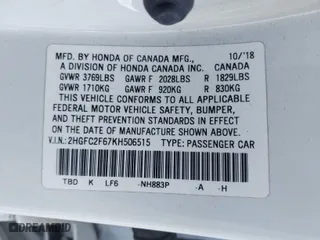 2019 Honda Civic Sedan LX with VIN 2HGFC2F67KH506515, listed as a IAAI auction lot 41755585 with 87,528 mi miles. Bid and sale history available at carsss.com. Image 9.