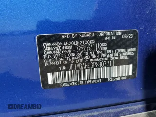 2023 Subaru WRX Premium с VIN JF1VBAH63P8803711, выставлен на аукционе Copart как лот 57119005 с пробегом 18 603 миль миль и Списание • Salvage title. История ставок и продаж доступна на DreamBid. Изображение 13.