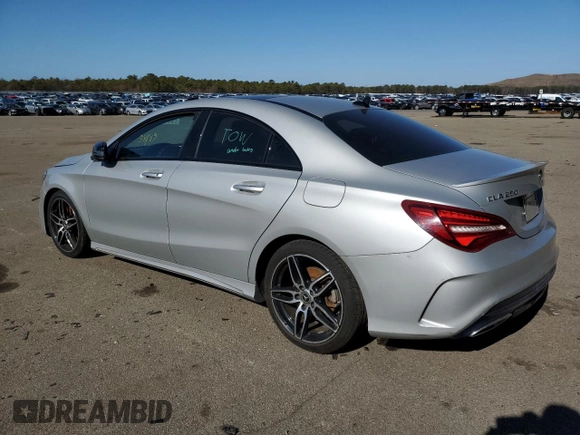 2018 Mercedes-Benz CLA 250 with VIN WDDSJ4GB4JN597586, listed as a Copart auction lot 39567173 with 58,189 mi miles and . Bid and sale history available at DreamBid. Image 2.