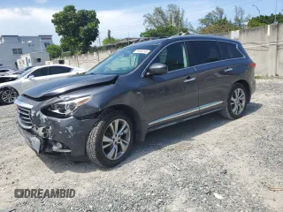2014 Infiniti QX60 z VIN 5N1AL0MN1EC523322, wystawiony jako Copart lot #58406745 z przebiegiem 156 217 mil mil oraz Szkoda całkowita • Salvage title. Historia ofert i sprzedaży dostępna na DreamBid. Obrazek 1.