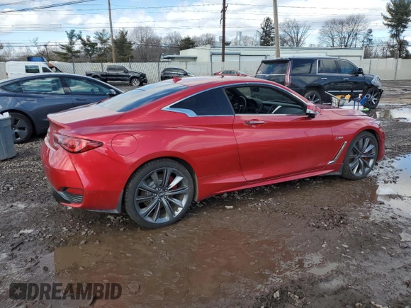 2018 Infiniti Q60 Red Sport 400 with VIN JN1FV7EL5JM630018, listed as a Copart auction lot 45684015 with 39,057 mi miles and Salvage Title. Bid and sale history available at DreamBid. Image 3.