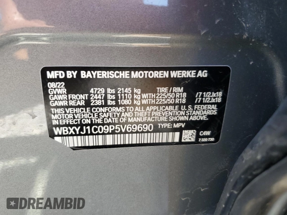 2023 BMW X2 xDrive28i with VIN WBXYJ1C09P5V69690, listed as a Copart auction lot 61105753 with 16,768 mi miles. Bid and sale history available at carsss.com. Image 13.