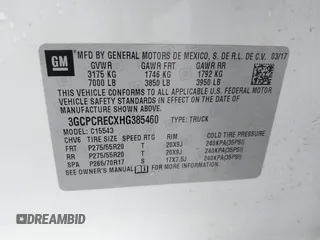 2017 Chevrolet Silverado 1500 LT with VIN 3GCPCRECXHG385460, listed as a IAAI auction lot 41690171 with 108,673 mi miles and . Bid and sale history available at DreamBid. Image 9.