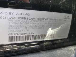 2021 Audi A8 with VIN WAU8EAF88MN015214, listed as a Copart auction lot 40600294 with 6,714 mi miles. Bid and sale history available at carsss.com. Image 12.