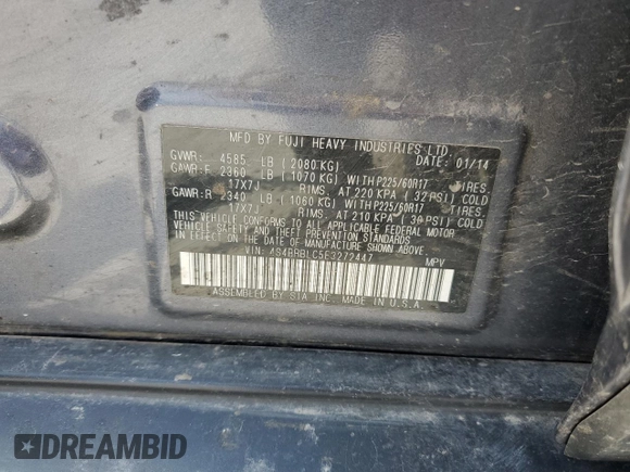 2014 Subaru Outback Limited with VIN 4S4BRBLC5E3272447, listed as a Copart auction lot 58557805 with 128,648 mi miles and Salvage title. Bid and sale history available at DreamBid. Image 14.