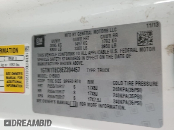 2014 GMC Sierra 1500 z VIN 1GTN1TEC8EZ204457, wystawiony jako Copart lot #84586144 z przebiegiem 96 113 mil mil oraz Szkoda całkowita • Salvage title. Historia ofert i sprzedaży dostępna na DreamBid. Obrazek 12.