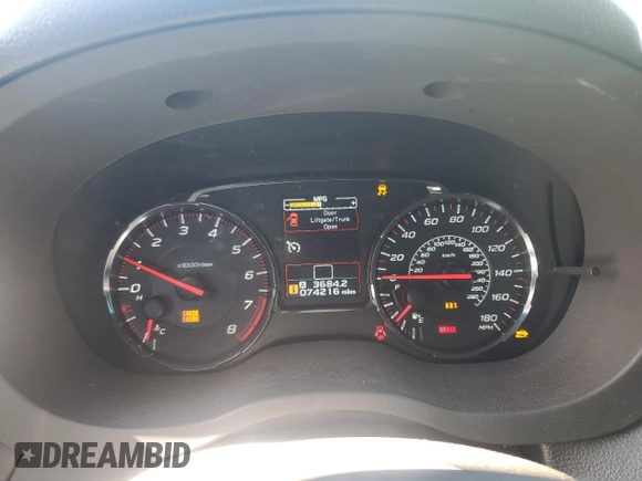 2020 Subaru WRX with VIN JF1VA1A6XL9811399, listed as a Copart auction lot 42725355 with 74,216 mi miles and Salvage Title. Bid and sale history available at carsss.com. Image 9.